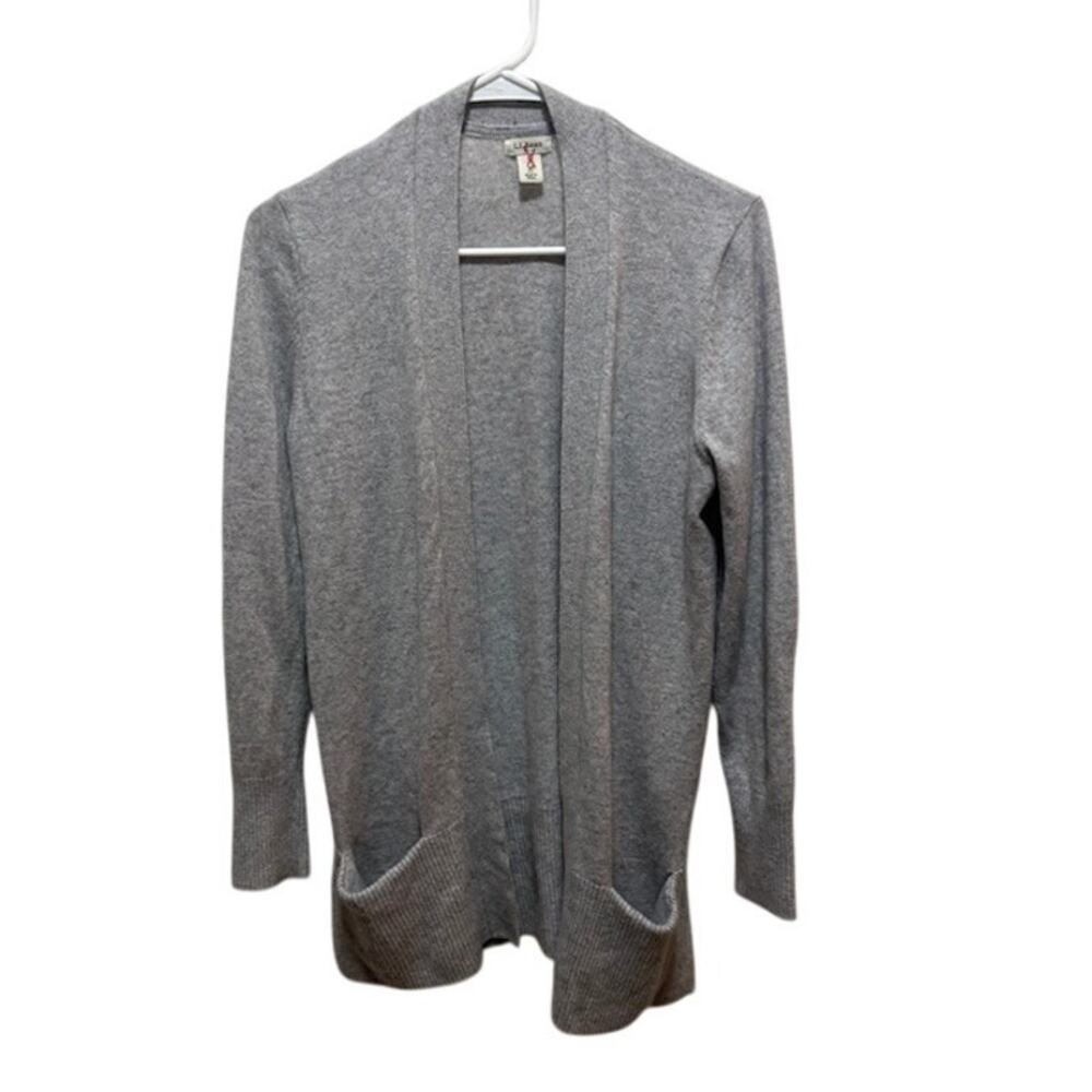 L.L. Bean Women’s cashmere cardigan M gray long line open front long sleeve